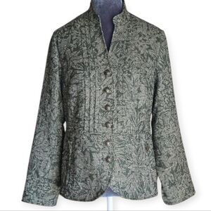 Coldwater Creek Petite 12 Tweed Green Floral Patterned Women's Suit Blazer